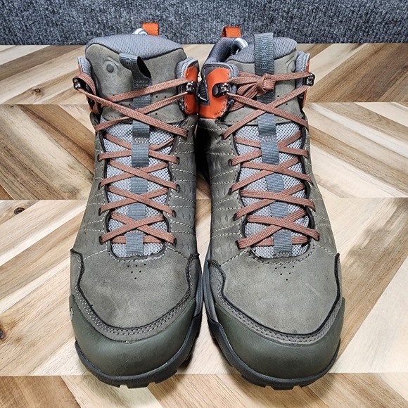 Oboz Sypes Mid Leather B-Dry Men\'s Size 9 Hiking Boots Gunmetal Gray Orange main image 11
